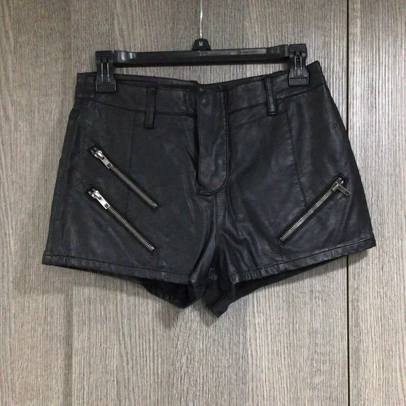 Guess Black Leather High Waist Shorts - Picture 1 of 10